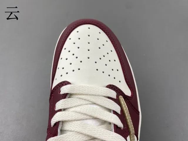 Nike Burgundy Gold Low-Top Leather And Synthetic Upper Lifestyle Sneakers 6