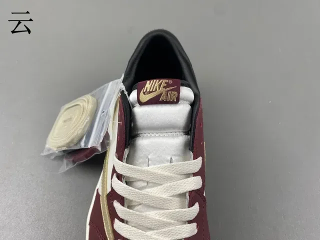 Nike Burgundy Gold Low-Top Leather And Synthetic Upper Lifestyle Sneakers 7