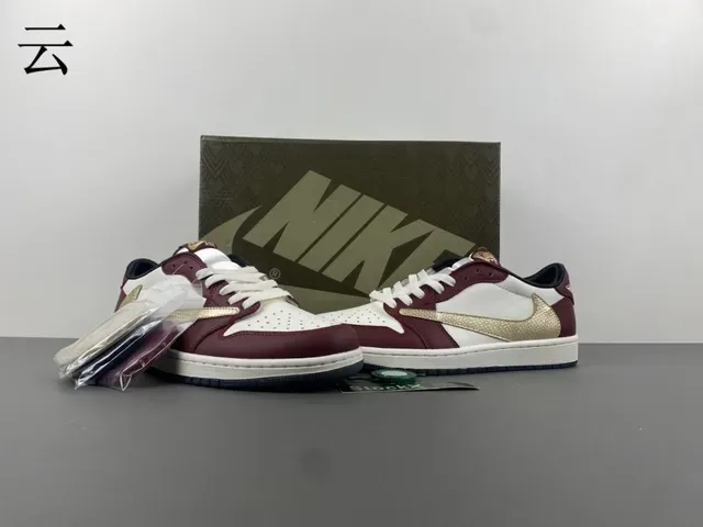 Nike Burgundy Gold Low-Top Leather And Synthetic Upper Lifestyle Sneakers 13