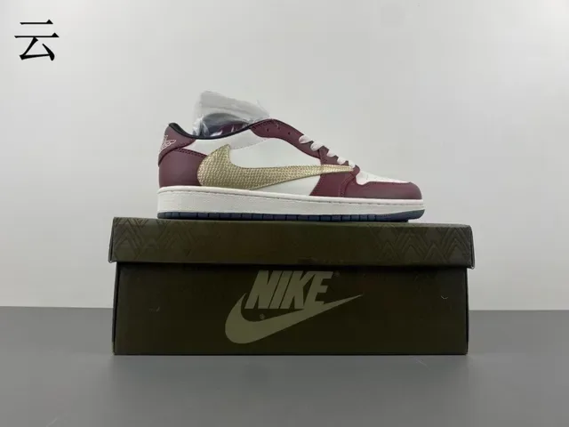Nike Burgundy Gold Low-Top Leather And Synthetic Upper Lifestyle Sneakers 17