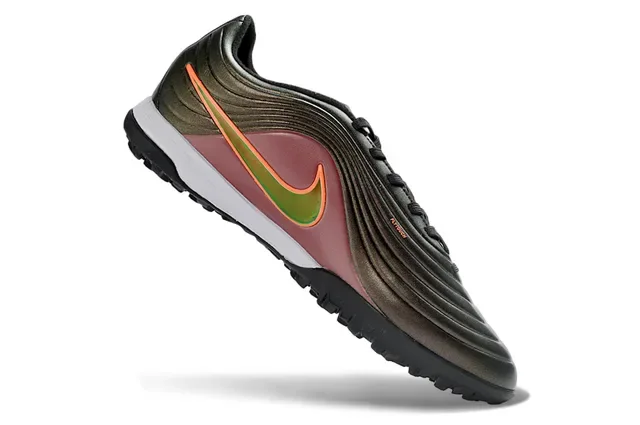 Nike Burgundy Orange Ribbed Synthetic Upper Metallic Gradient Finish Turf Soccer Shoes 11