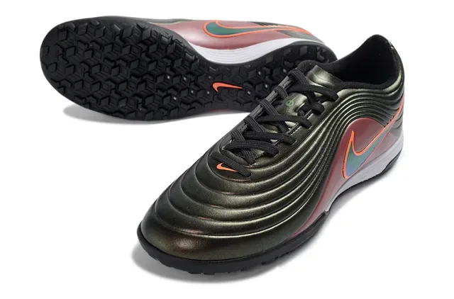 Nike Burgundy Orange Ribbed Synthetic Upper Metallic Gradient Finish Turf Soccer Shoes 14
