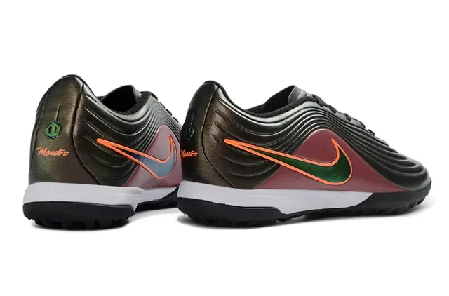 Nike Burgundy Orange Ribbed Synthetic Upper Metallic Gradient Finish Turf Soccer Shoes 15