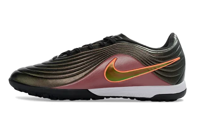 Nike Burgundy Orange Ribbed Synthetic Upper Metallic Gradient Finish Turf Soccer Shoes 17