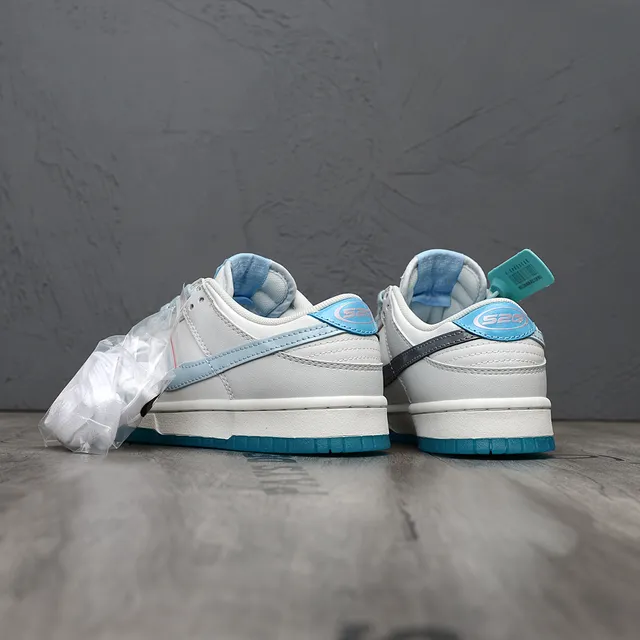 Nike Dunk Low White and Light Blue Lifestyle Sneakers 4
