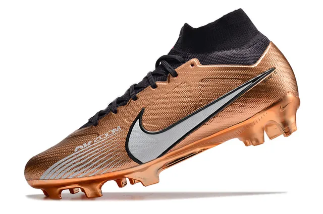 Nike Gold Black Metallic Copper Upper Sock-Fit Collar Firm-Ground Soccer Shoes 4