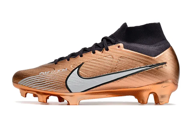 Nike Gold Black Metallic Copper Upper Sock-Fit Collar Firm-Ground Soccer Shoes 5