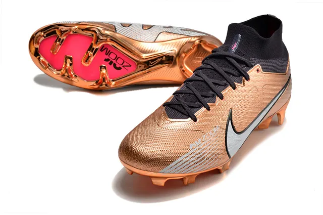 Nike Gold Black Metallic Copper Upper Sock-Fit Collar Firm-Ground Soccer Shoes 6