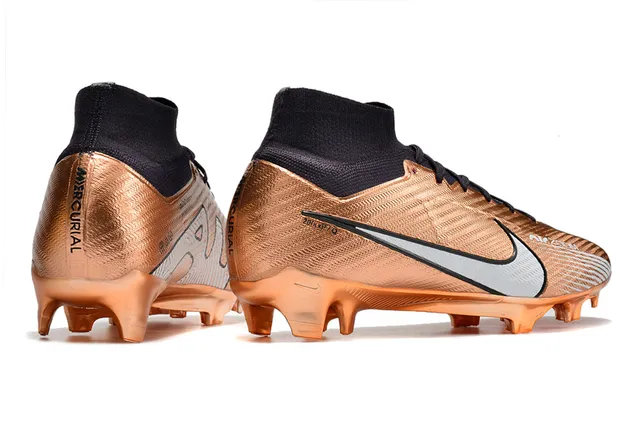 Nike Gold Black Metallic Copper Upper Sock-Fit Collar Firm-Ground Soccer Shoes 7