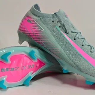 Nike Gray Pink Knit Sock-Fit Upper Asymmetrical Lacing Firm-Ground Soccer Shoes