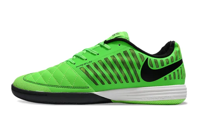 Nike Verde Preto Low-Top Quiltado Dedo Sapatos de Futebol Indoor 3