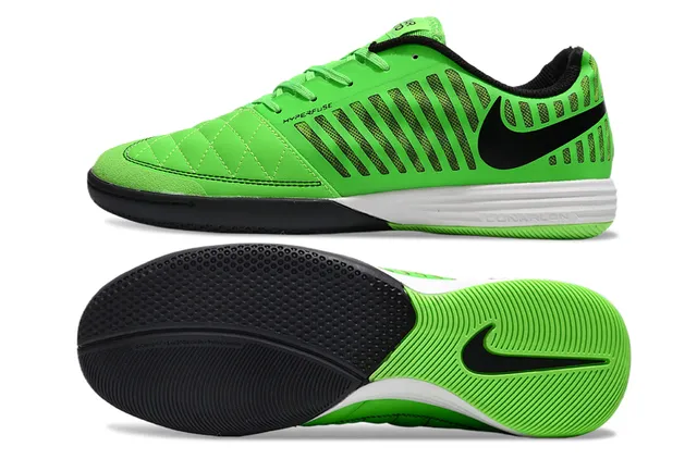 Nike Verde Preto Low-Top Quiltado Dedo Sapatos de Futebol Indoor 4