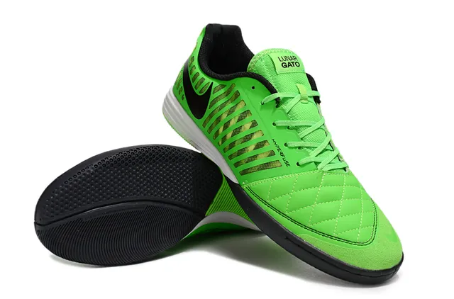 Nike Verde Preto Low-Top Quiltado Dedo Sapatos de Futebol Indoor 6