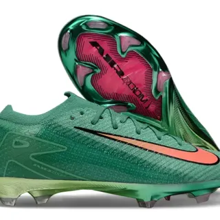 Nike Vert Orange Tricot Supérieur Métallique Firm-Ground Chaussures de Football