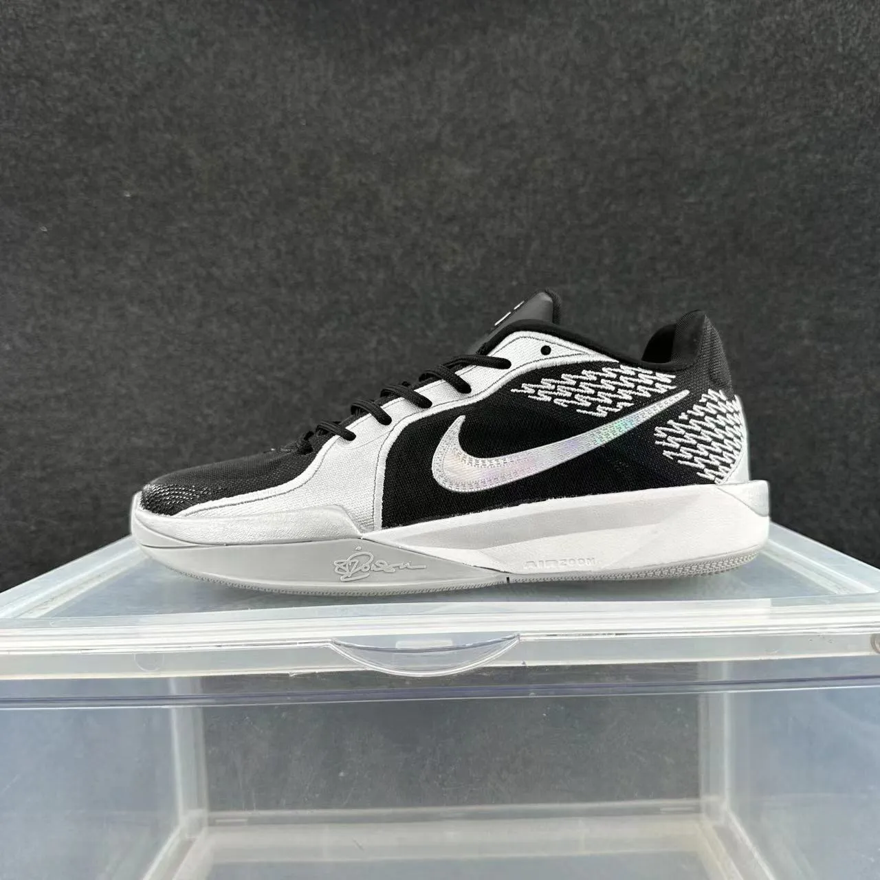 Nike Kobe 5 Protro Black Silver Low-Top Mesh-Synthetic Hybrid Upper Basketball Shoes 2
