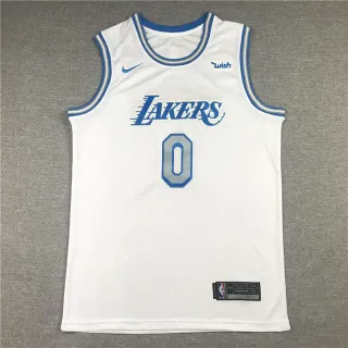 Nike Lakers City Edition 白色蓝色滚边篮球球衣