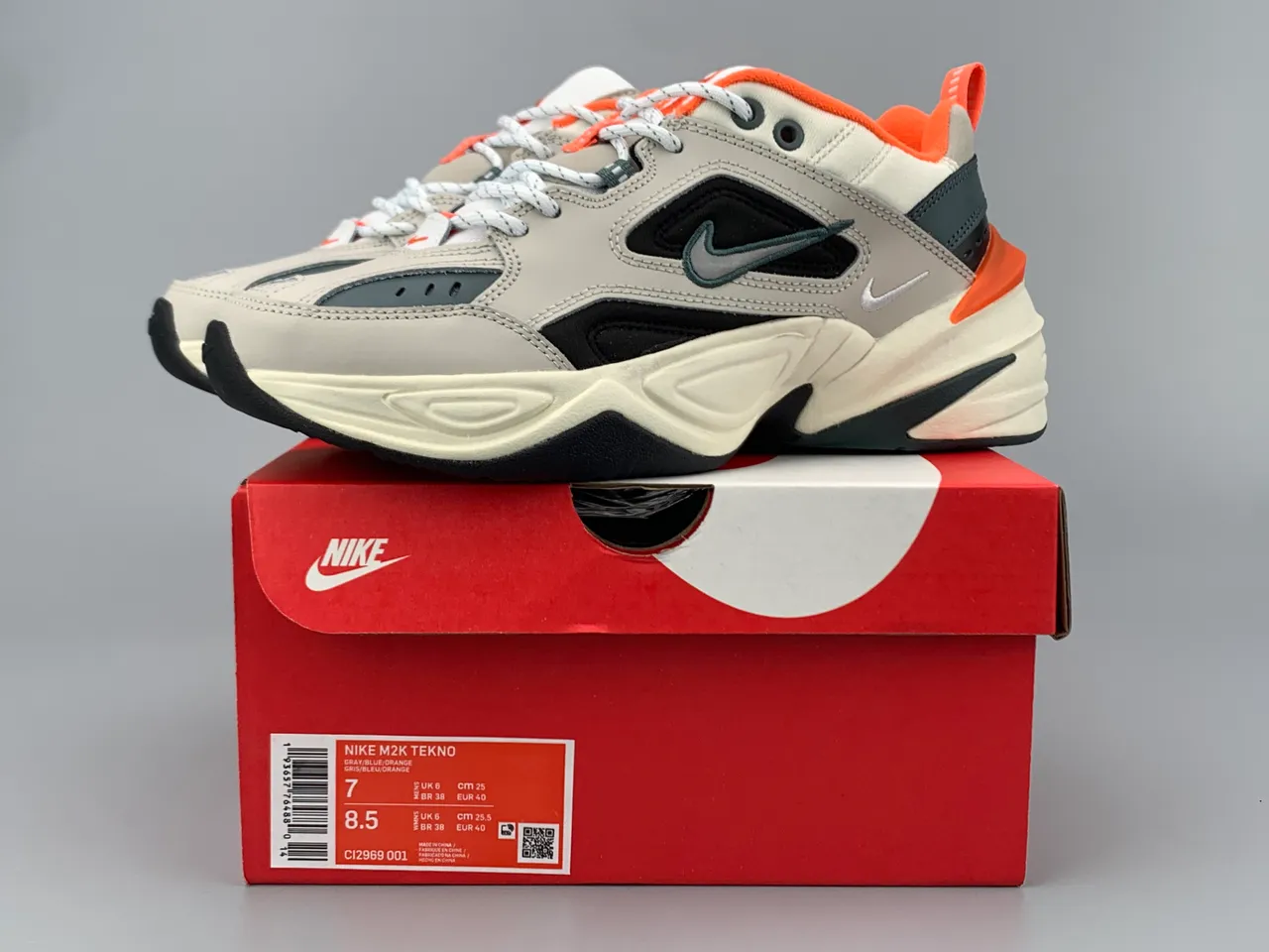 Nike M2K Tekno Beige Black Orange Chunky Sneakers 2