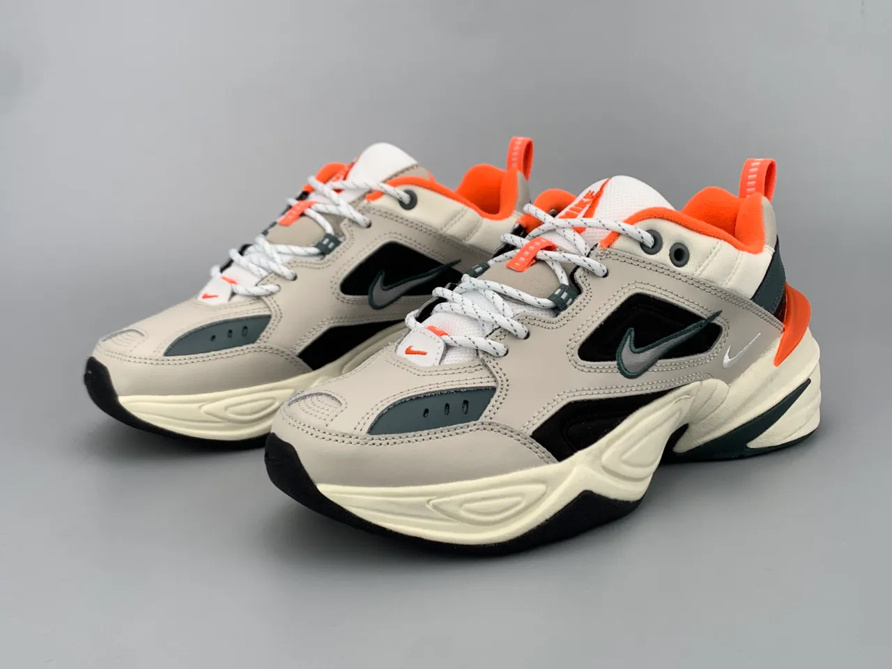 Nike M2K Tekno Beige Black Orange Chunky Sneakers 7