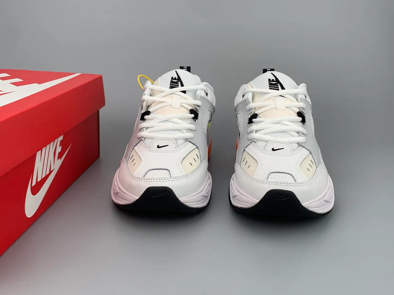 Nike M2K Tekno White Gray Orange Neon Chunky Sneakers 3