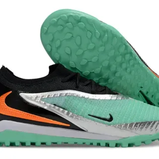 Nike Mercurial Green Black Low-Cut Sock-Fit Upper Asymmetrical Lacing System Turf Soccer Shoes