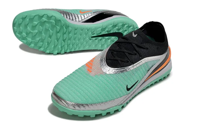 Nike Mercurial أخضر أسود منخفض القطع الملائم للجوارب الجزء العلوي نظام الربط غير المتزامن أحذية كرة القدم للعشب 5