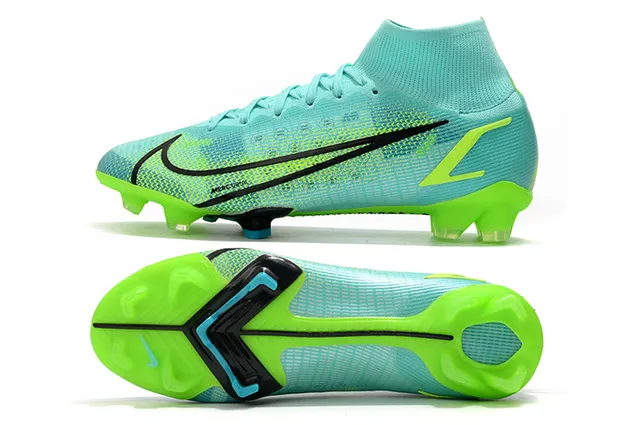 Nike Mercurial Haut-Coupé Flyknit Vert Lime Néon Sol Ferme Chaussures de Football 2