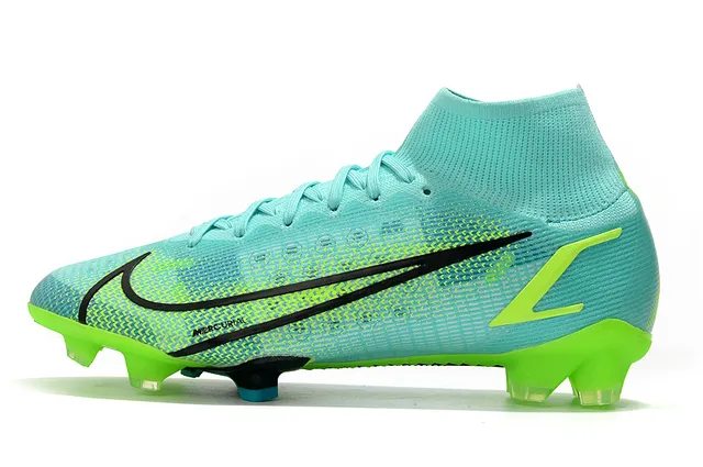Nike Mercurial Haut-Coupé Flyknit Vert Lime Néon Sol Ferme Chaussures de Football 5
