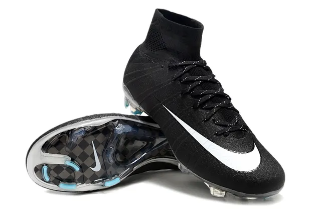 Nike Mercurial Superfly أسود وأبيض أرضية صلبة أحذية كرة القدم 4