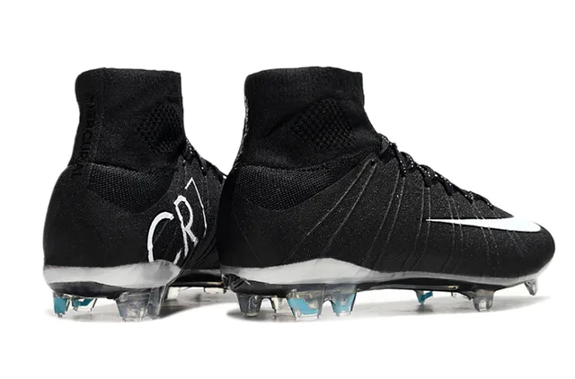 Nike Mercurial Superfly أسود وأبيض أرضية صلبة أحذية كرة القدم 5
