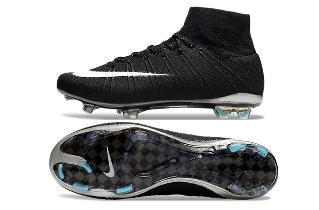 Nike Mercurial Superfly أسود وأبيض أرضية صلبة أحذية كرة القدم 6