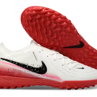 Nike Mercurial Superfly Branco Vermelho parte superior de malha faixa de acento gradiente sapatos de futebol para gramado