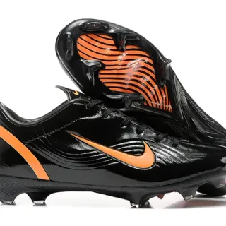 Nike Mercurial Vapor Noir Orange Haut Glossy Patent-like Firm-Ground Chaussures de Football