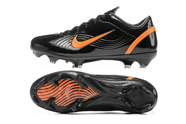 Nike Mercurial Vapor 黑橙 亮面 仿专利皮革 鞋面 Firm-Ground 足球鞋 9