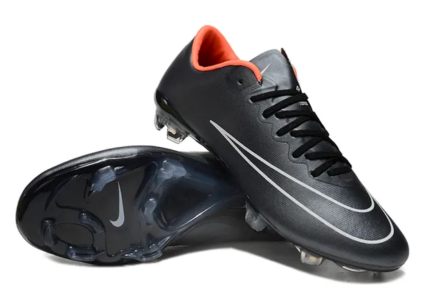 Nike Mercurial Vapor Chaussures de football à crampons pour sol ferme Noir Orange Argent 4
