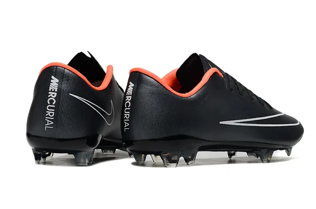 Nike Mercurial Vapor Chaussures de football à crampons pour sol ferme Noir Orange Argent 5