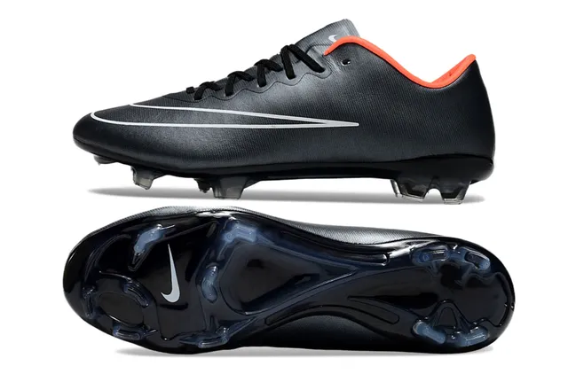 Nike Mercurial Vapor Chaussures de football à crampons pour sol ferme Noir Orange Argent 6