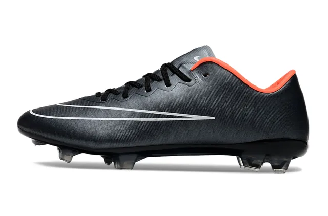Nike Mercurial Vapor Chaussures de football à crampons pour sol ferme Noir Orange Argent 7