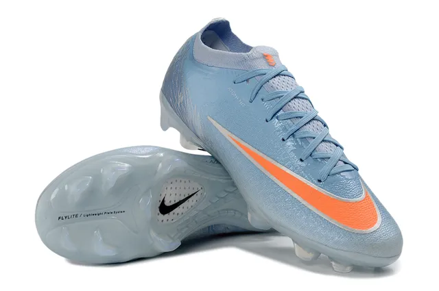 Nike Mercurial Vapor Bleu clair orange Chaussures de football pour terrain ferme 4
