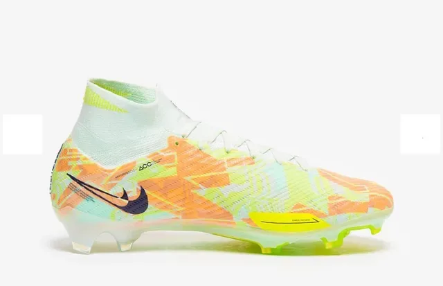 Zapatos de fútbol Nike Mercurial Vapor Naranja Verde Alta Corte Flyknit Bota Superficie Firme 5