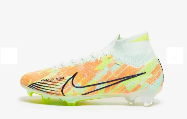 Zapatos de fútbol Nike Mercurial Vapor Naranja Verde Alta Corte Flyknit Bota Superficie Firme 6