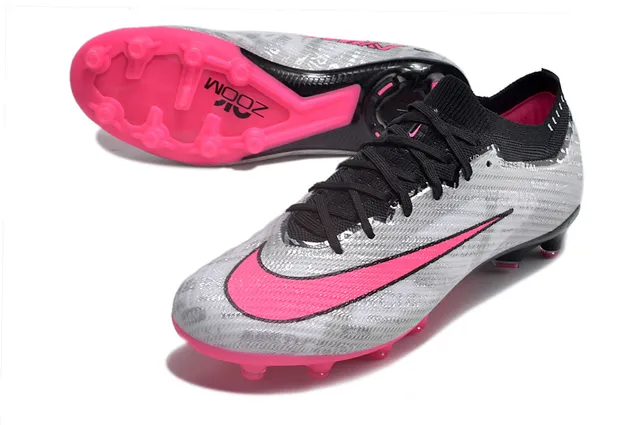 Nike Mercurial Vapor Plata Gris Negro Rosa Superficie Firme Zapatos de Fútbol 3