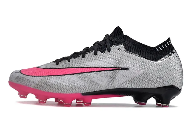 Nike Mercurial Vapor Plata Gris Negro Rosa Superficie Firme Zapatos de Fútbol 6