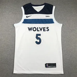 Nike Minnesota Timberwolves Anthony Edwards #5 सफेद नेवी V-Neck बिना आस्तीन कॉन्ट्रास्ट पैनल जर्सी