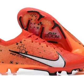 Nike Chuteiras Laranja Preto Upper De Malha Colar De Ajuste Dinâmico Tacão Firm-Ground