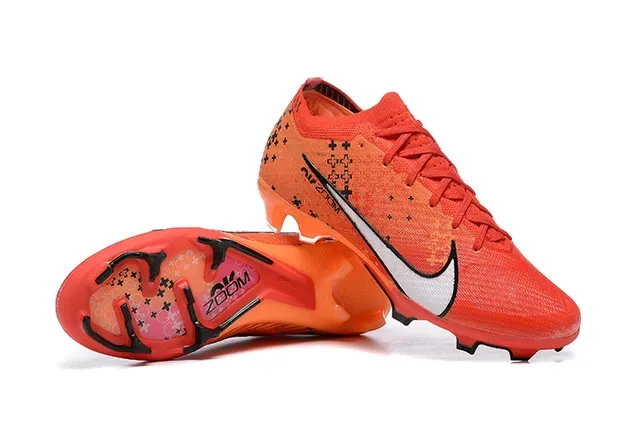 Nike Orange Black Knit Upper Dynamic Fit Collar Firm-Ground Soccer Shoes 6