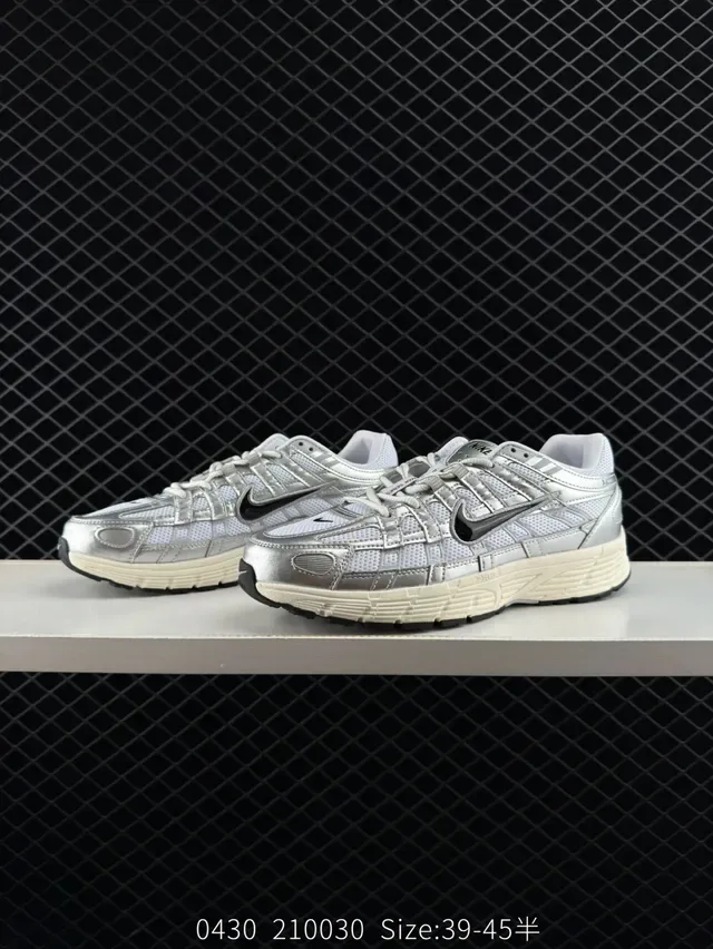 Nike P-6000 Metallic Silver and White Lifestyle Sneakers 4