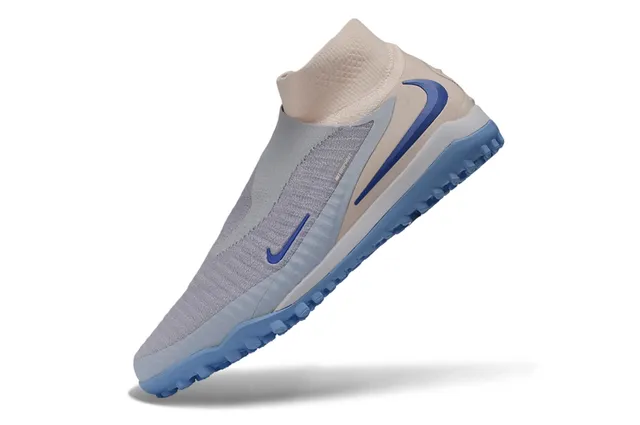 Nike Phantom GT Beige Blue Sock-Fit Upper Knit Construction Turf Soccer Shoes 13