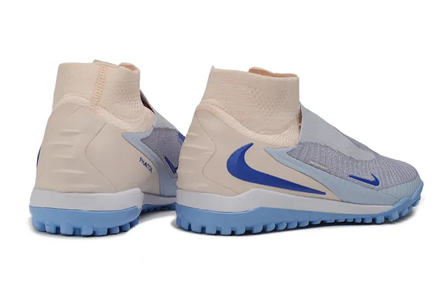 Nike Phantom GT Beige Blue Sock-Fit Upper Knit Construction Turf Soccer Shoes 16