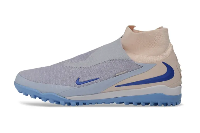 Nike Phantom GT Beige Blue Sock-Fit Upper Knit Construction Turf Soccer Shoes 18