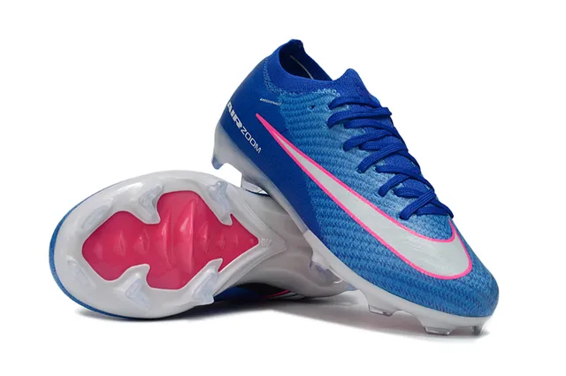 Nike Phantom GT Parte superior de tricô azul rosa baixa gola de meias superfície firme sapatos de futebol 2